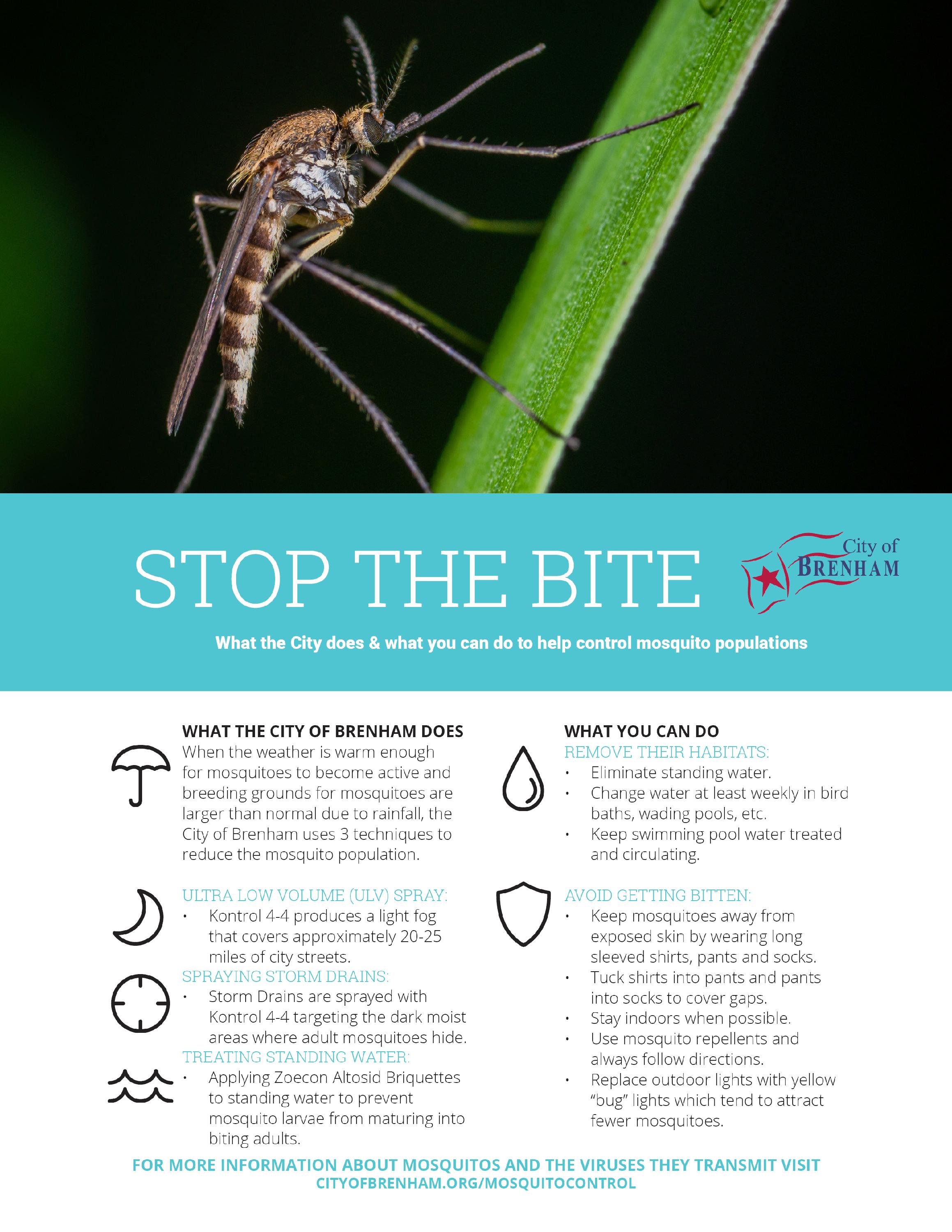 stop the bite - mosquito control - download full document for full text or visit cityofbrenham.org/mosquitocontrol